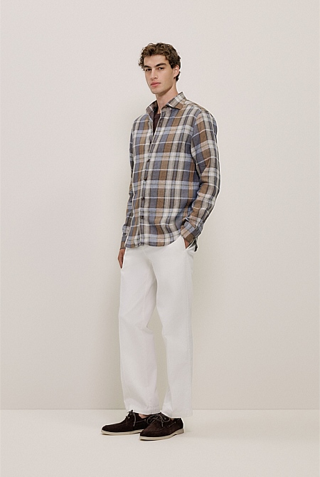 Tailored Fit Delave Linen Check Shirt