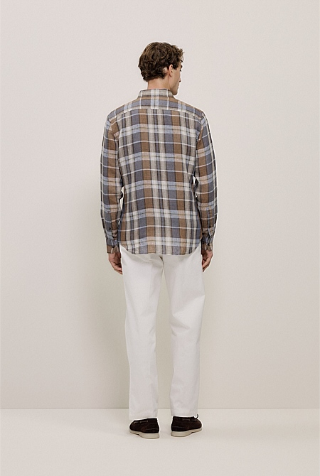 Tailored Fit Delave Linen Check Shirt