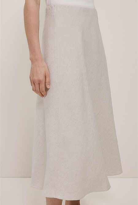 Yarn Dyed Linen Bias Slip Skirt