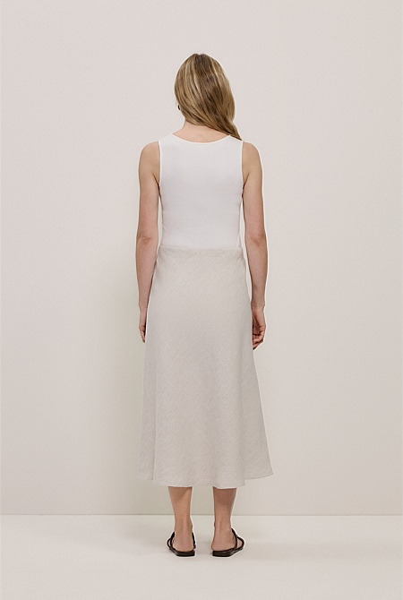 Yarn Dyed Linen Bias Slip Skirt