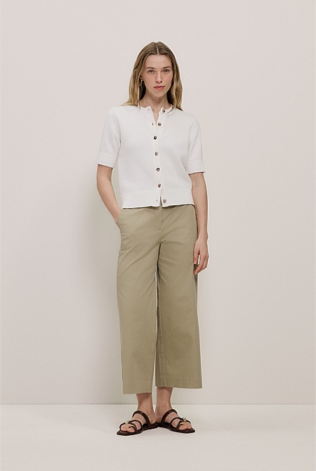 Cropped Wide Leg Chino Pant