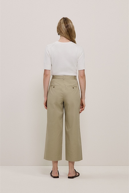 Cropped Wide Leg Chino Pant