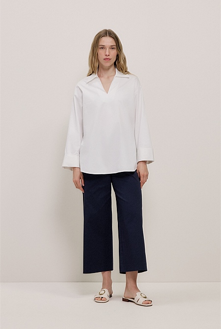 Cropped Wide Leg Chino Pant