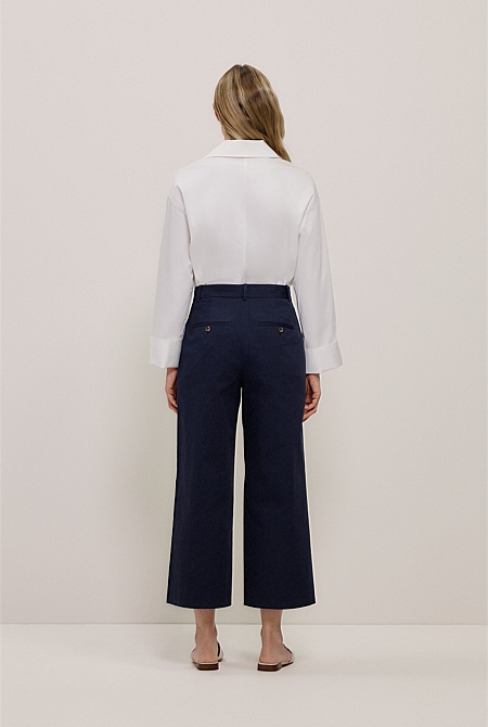 Cropped Wide Leg Chino Pant