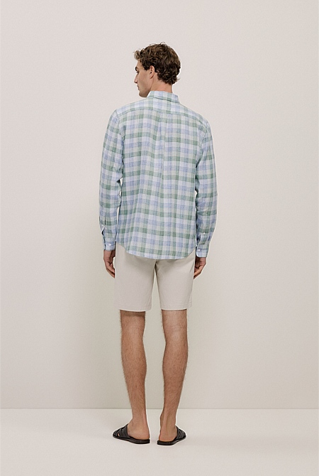 Regular Fit Yarn Dyed Linen Check Shirt