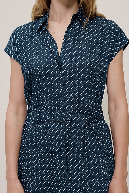Cavelle Cap Sleeve Shirt Dress