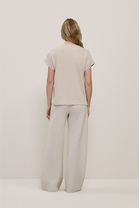 Linen Cotton Relaxed Knit T-shirt