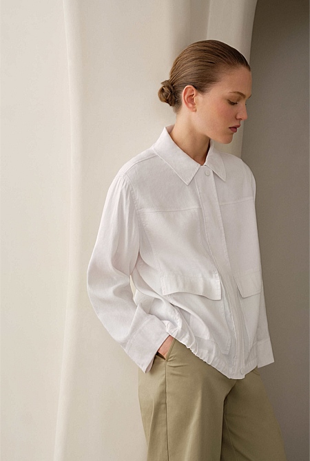 Linen Blend Panel Detail Jacket