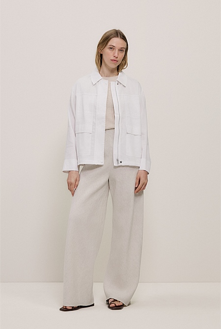 Linen Blend Panel Detail Jacket