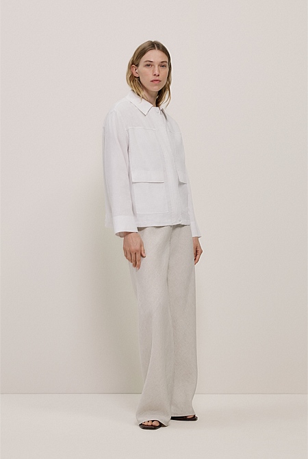 Linen Blend Panel Detail Jacket