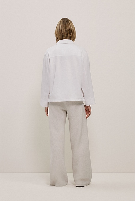 Linen Blend Panel Detail Jacket