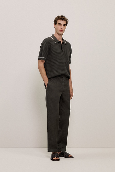 Textured Cotton Tipped Knit Polo