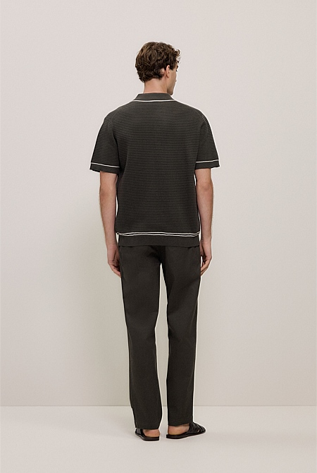 Textured Cotton Tipped Knit Polo