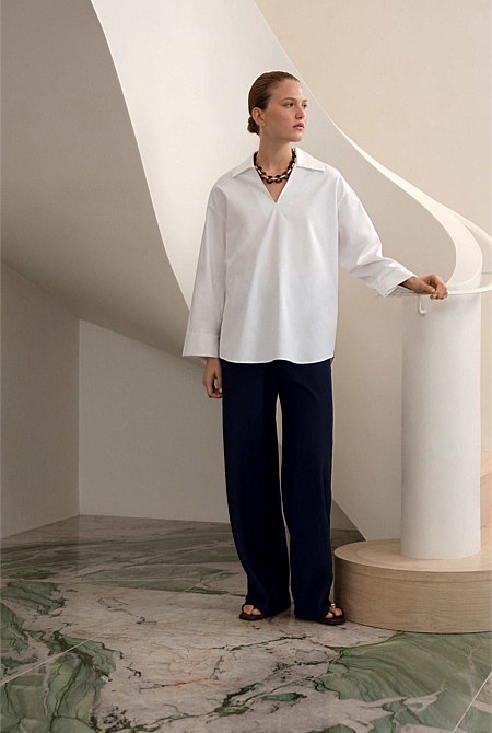 Poplin Relaxed Longline Shirt
