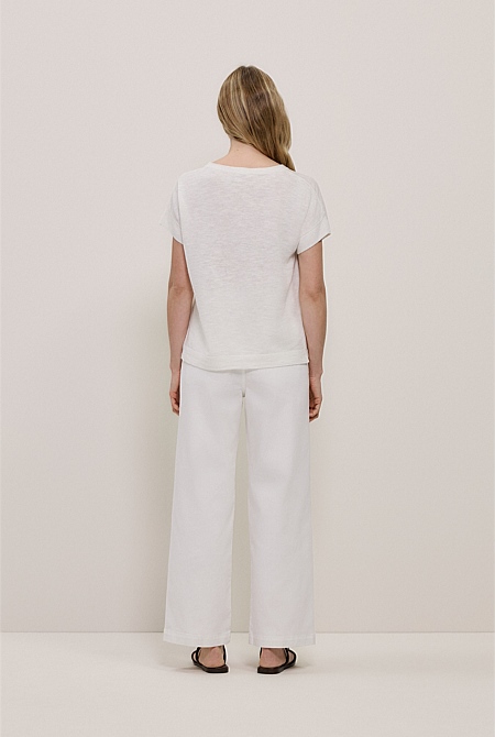 Linen Cotton Relaxed Knit T-shirt