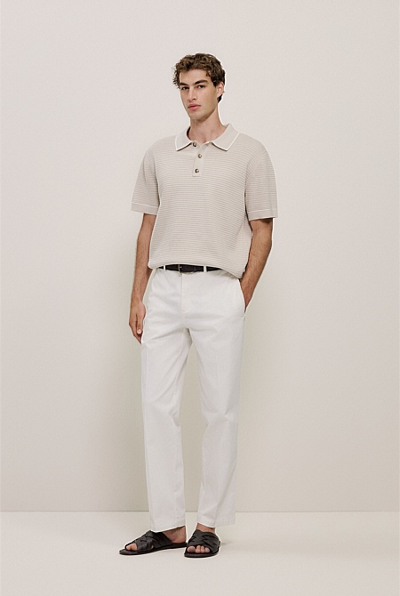 Textured Cotton Tipped Knit Polo