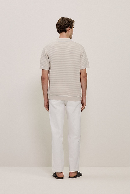 Textured Cotton Tipped Knit Polo