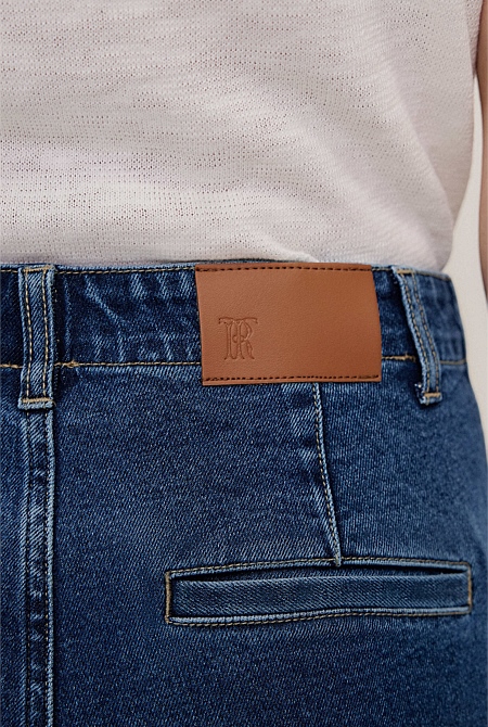 Denim High Rise Tailored Pant