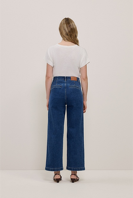 Denim High Rise Tailored Pant