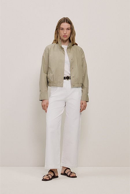 Australian Cotton Blend Denim High Rise Tailored Pant