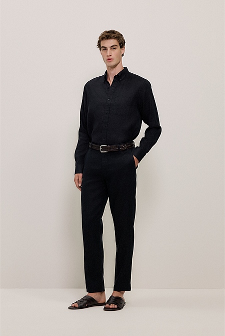 Regular Fit Linen Classic Long Sleeve Shirt