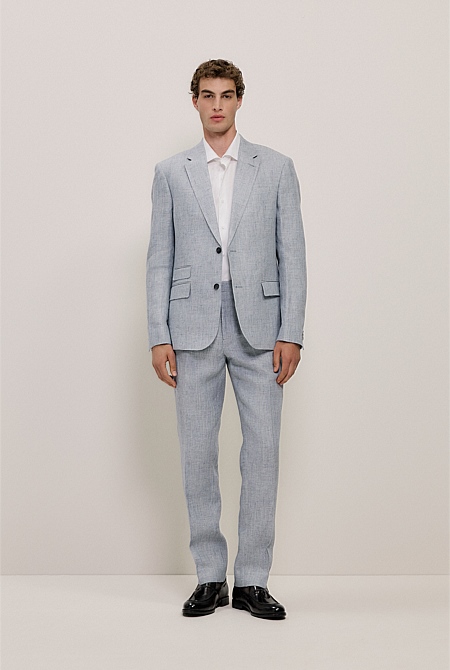 Textured Linen Straight Leg Trouser