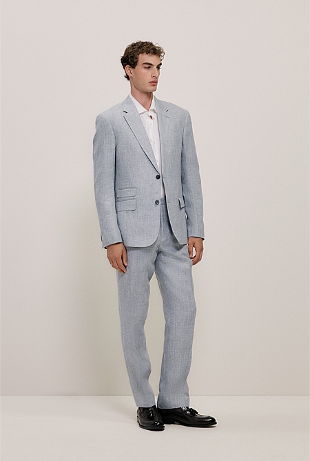 Textured Linen Straight Leg Trouser