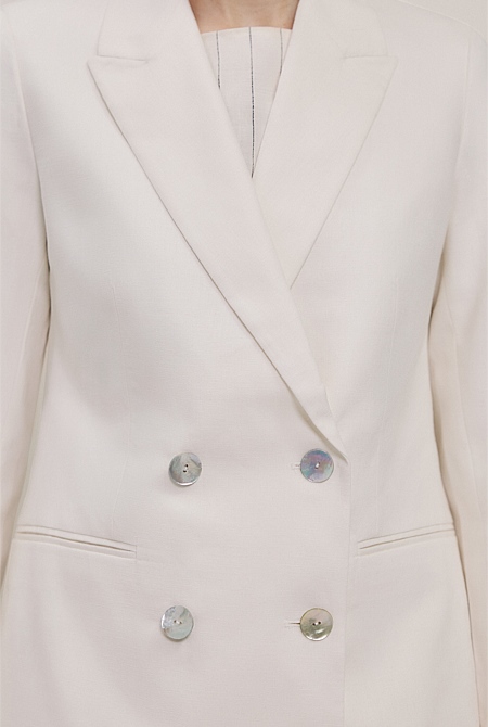 Linen Cotton Double Breasted Blazer