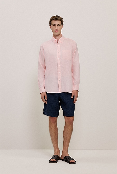 Regular Fit Linen Classic Long Sleeve Shirt