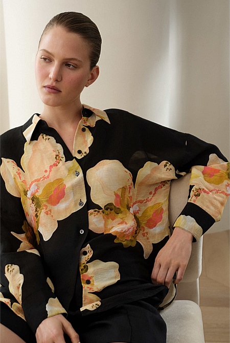 Caelia Linen Silk Relaxed Shirt