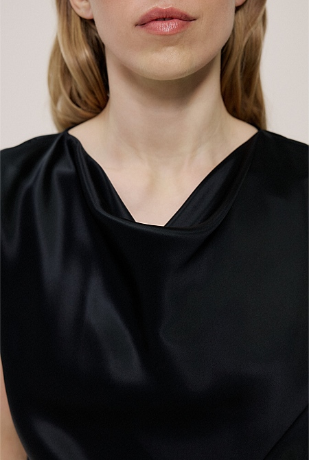 Satin Cowl Neck Blouse