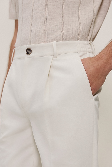 Cotton Blend Pleat Front Pant