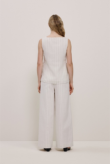 Linen Pinstripe Sleeveless Top