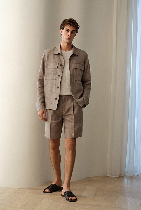 Yarn Dyed Linen Twin Pocket Jacket