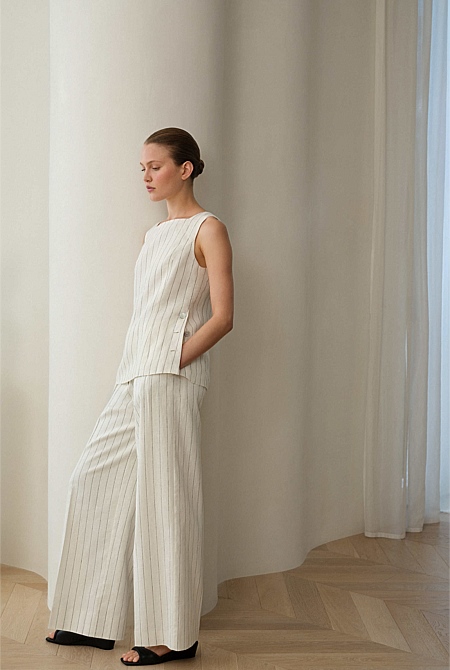 Linen Cotton Pinstripe Pant