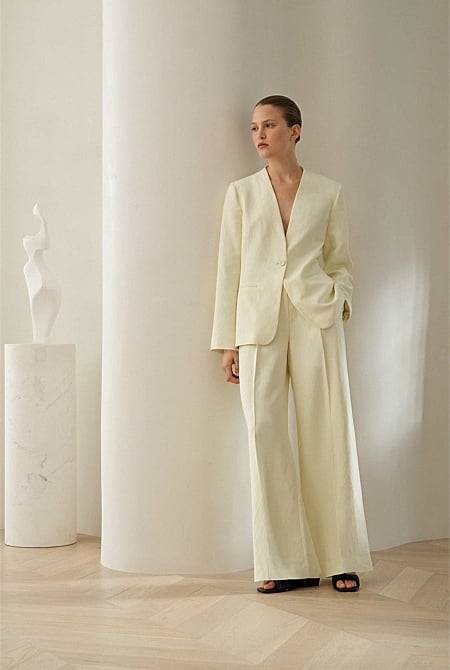 High Rise Tailored Wide Leg Pant
