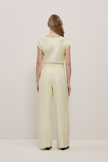 High Rise Tailored Wide Leg Pant