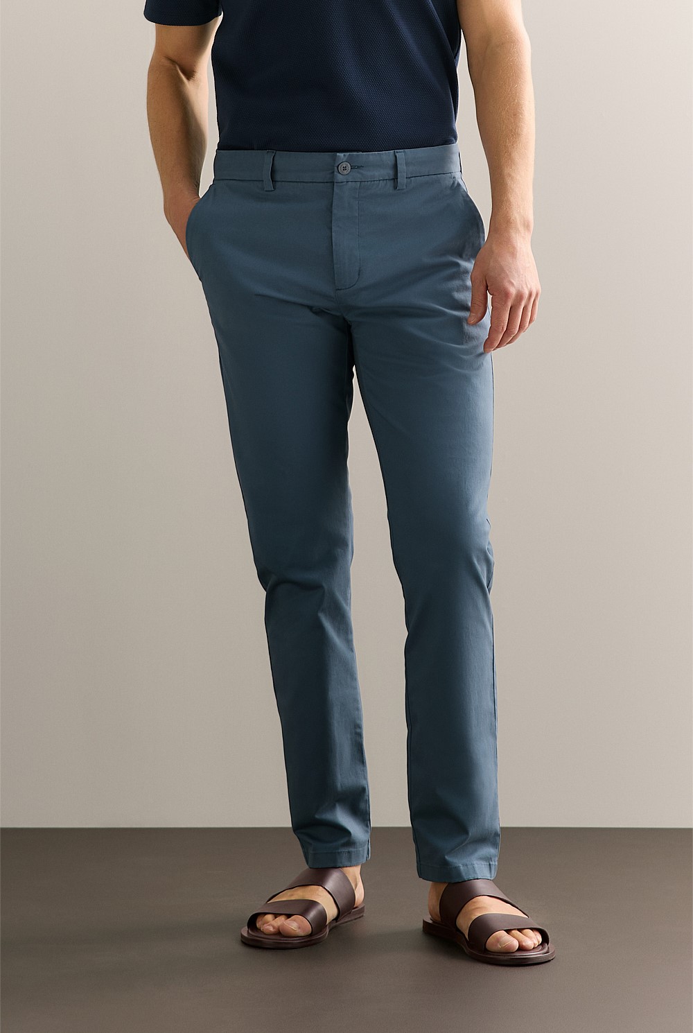 Petrol Blue Slim Fit Modern Chino Pant MEN Pants Trenery