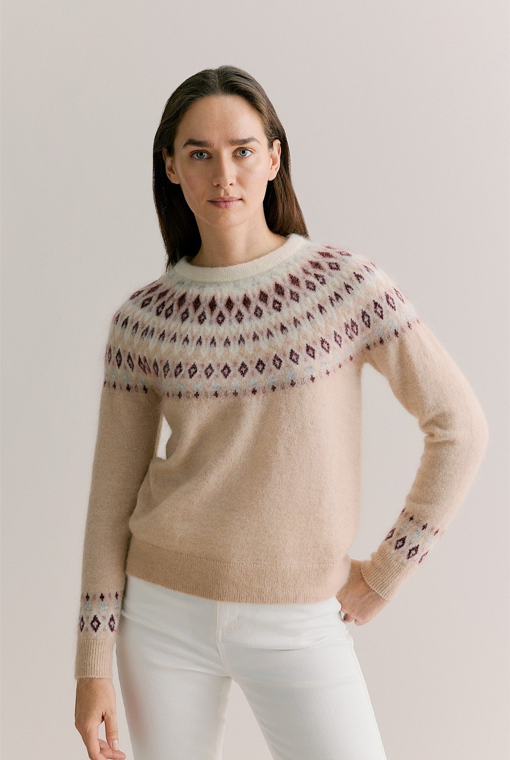 Camel Fair Isle Jacquard Knit WOMEN Knitwear Trenery