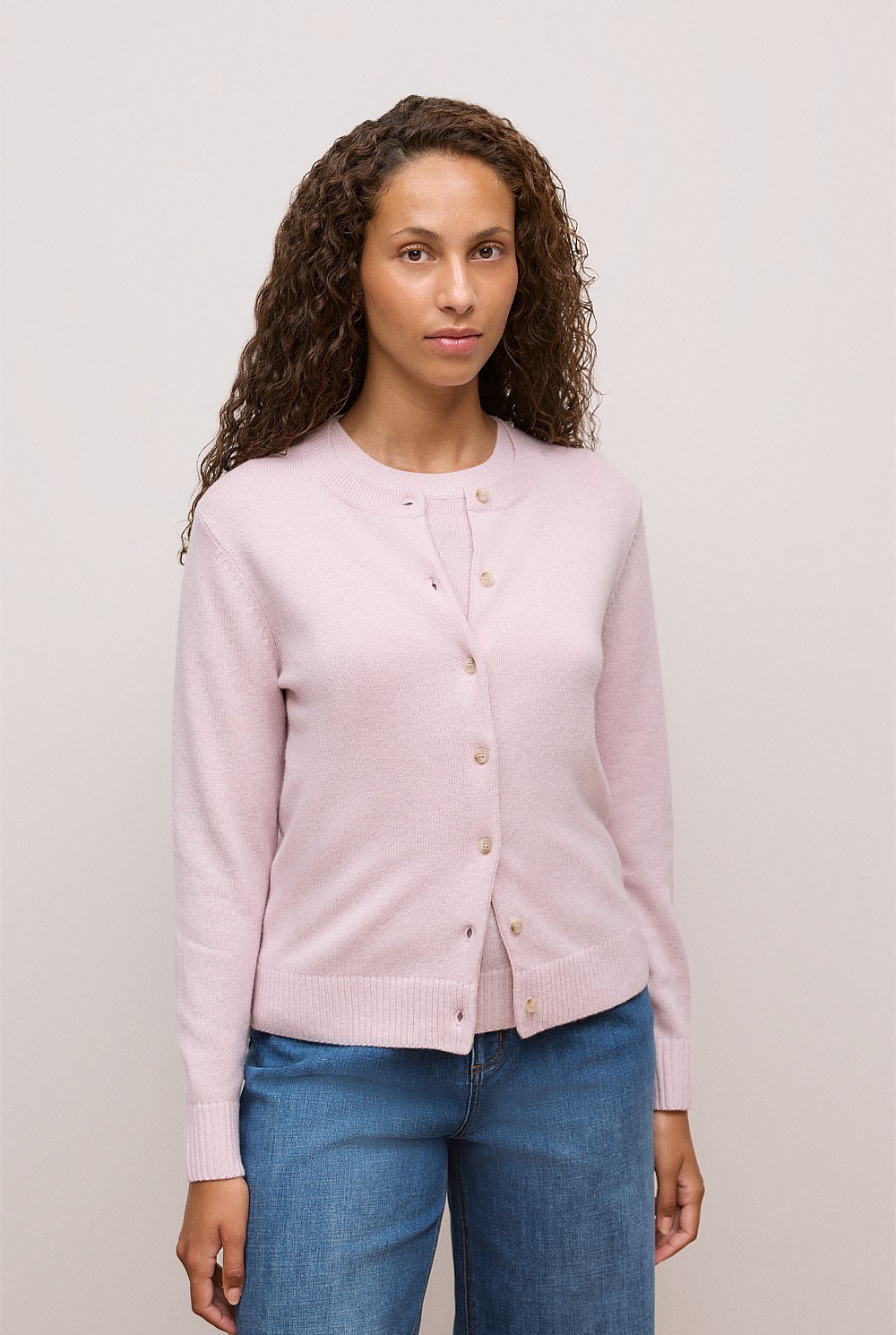 Pink Rose Wool Cashmere Classic Cardigan - WOMEN Knitwear | Trenery
