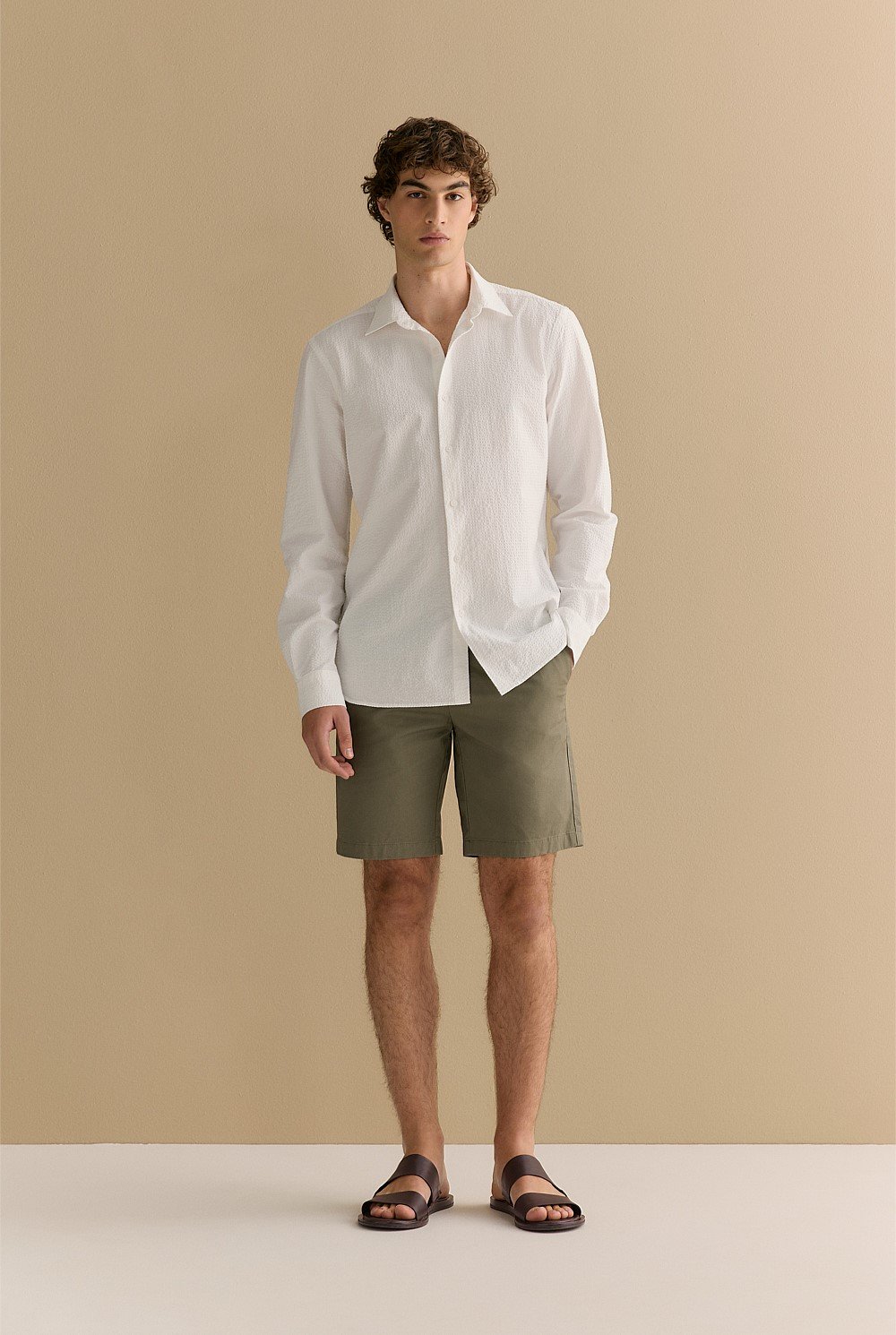 Hunter Green Cotton Twill Chino Short MEN Chino Shorts Trenery
