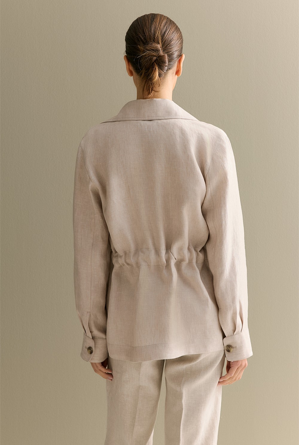 Pebble Linen Twill Tie Waist Jacket - WOMEN Outerwear | Trenery