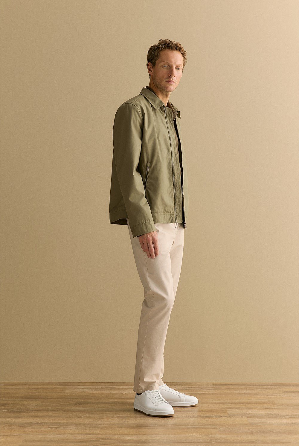 Olive Smoke Cotton Harrington Jacket MEN Outerwear Trenery