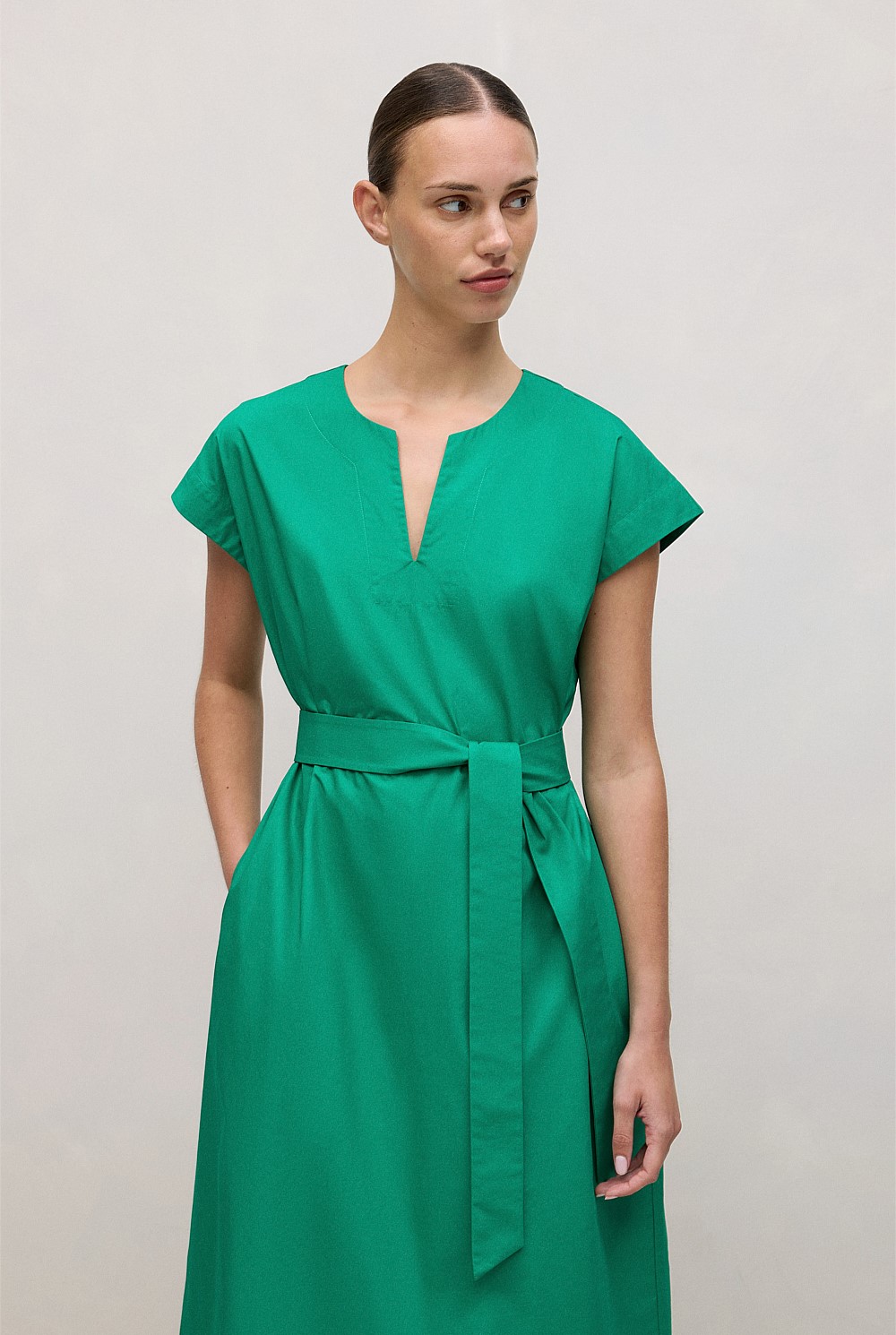 trenery green dress Terani Couture 242M3357 - Long Stretch Mikado A-Line Dress