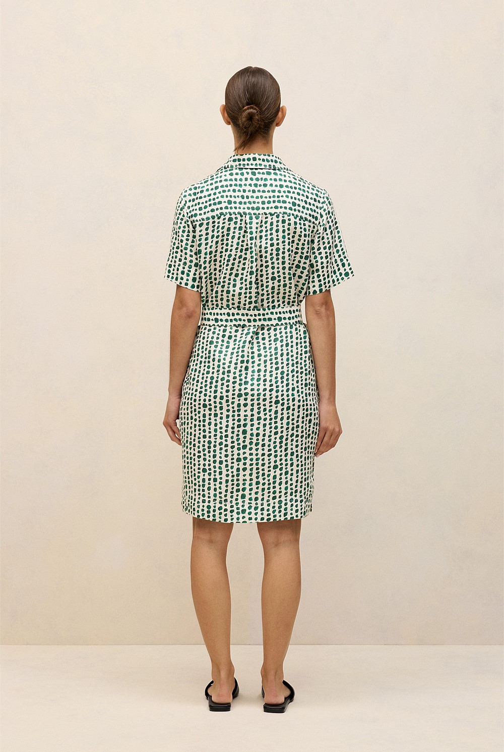 trenery green dress True Green Brush Spot Linen Shirt Dress - WOMEN Dresses