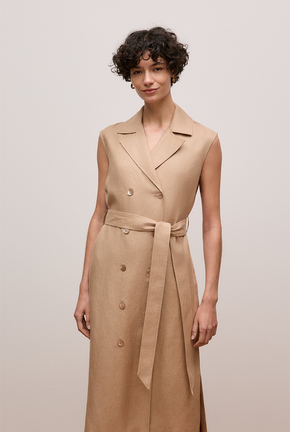 linen trench dress Argent Trench Dress in Viscose Linen Twill | Powder Blue | Women's Dresses