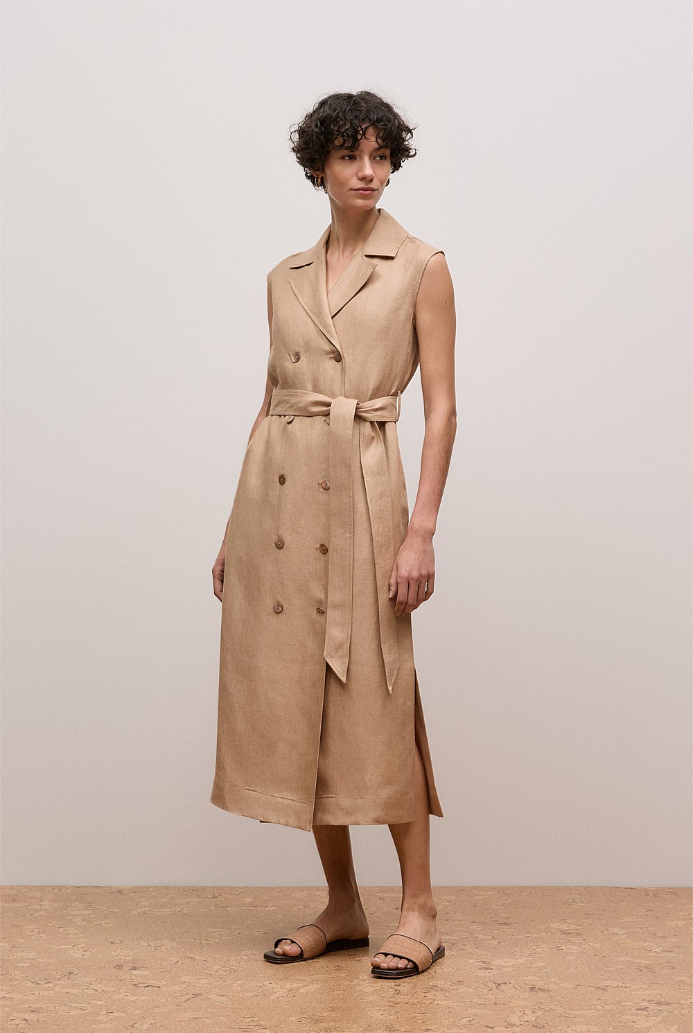 chinese dress ladies Trench Dress in Viscose Linen Twill | Women's Dresses