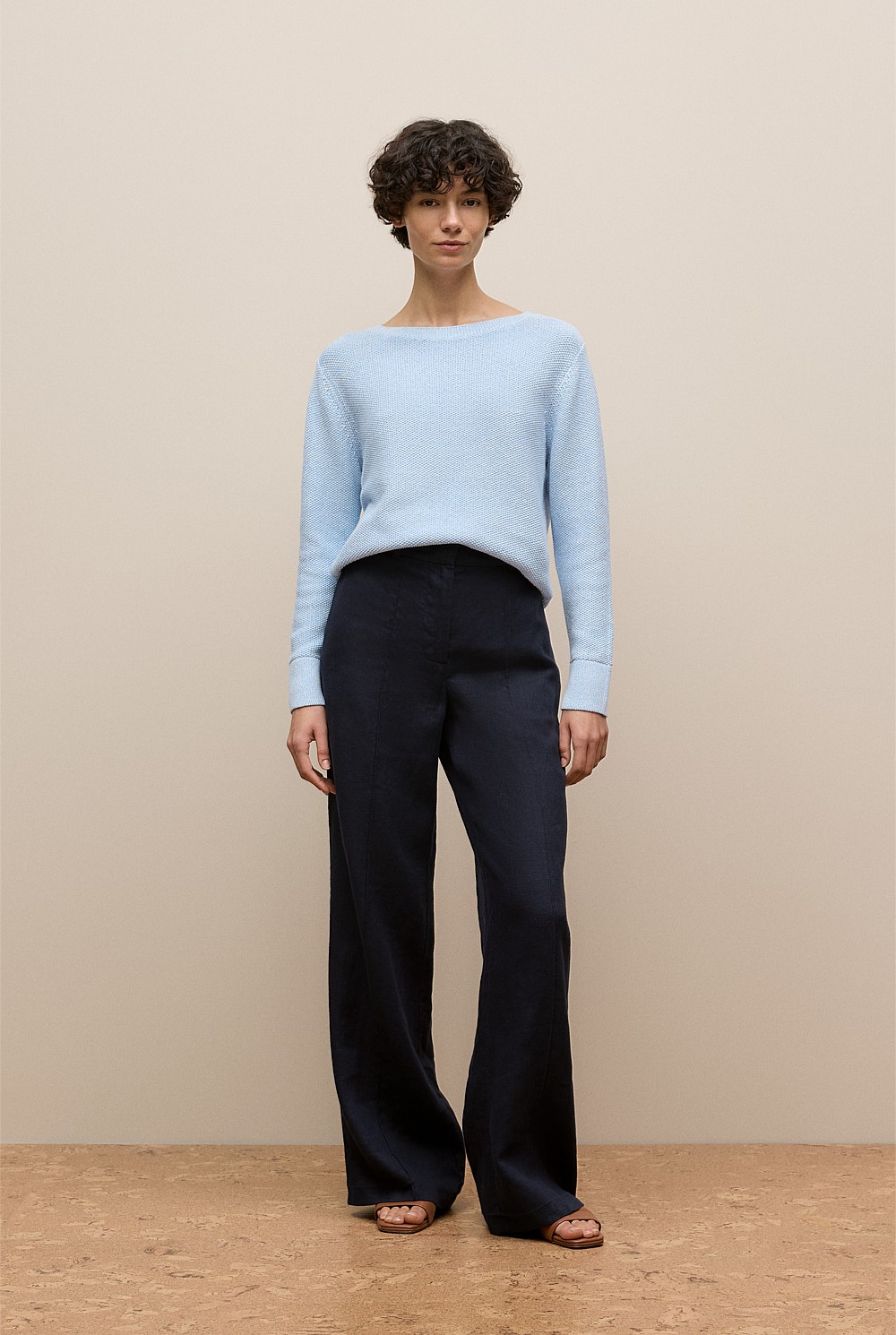 Linen Boat Neck Knit  ブラック boatneck knit | ブラック | MI AND MOU